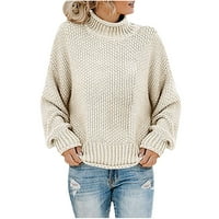 Hueook džemperi za žene okrugli vrat Čvrsta boja dugih rukava Ležerne prilike, pulover krupni zagrijani