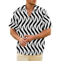 Dječaci i muškarci majice Havajske košulje za muškarce, prugasti prugasti kratki rukav redovno uklapaju