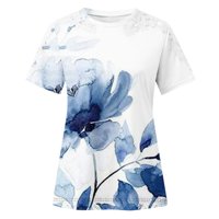 TKLPEHG T majice za žene Ljeto čipke kratki rukav kauzalni modni grafički majice Udobne izlaske vrhovi
