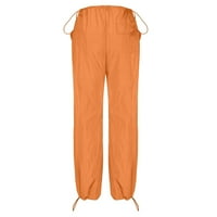 Ženske široke pantalone za noge Izvlačenje čvrstog klirensa visokog ravna noga narančasta juniors dužina pantne veličine s
