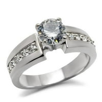 Lanyjewelry 0. Carat okrugli kubični cirkonijski ženski vjenčani prsten od nehrđajućeg čelika - veličine