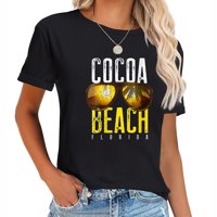 Ženska kakao Beach Florida Sunset 70s Retro suvene Ženske grafičke majice - Zabavni i udoban vrh kratkih rukava sa jedinstvenim otiskom