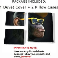 Monkey Duvet Poklopac, majmunski posteljina set Twin Veličina, slatka monkes Komforter poklopac, crtani