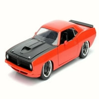 Diecast paket automobila i prikolica - Plymouth Barracuda, Narandža - Jada - skala Diecast Model Toy