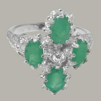 Britanci napravio 9k bijeli zlatni prirodni dijamant i smaragdni ženski osnivač - veličine opcije -