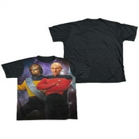 Star Trek Sljedeća generacija Sci-Fi kapetan i poručnik za odrasle Crnoj stražnji majici