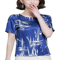 Pfysire Womens Ljeto majica kratkih rukava Casual Labavi fit bluza tops plavi xl