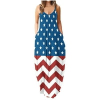 Jophufed Dan nezavisnosti Dan nezavisnosti USA haljina za ispis za zastavu, ženske maxi ljetne haljine