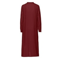 Wendunide casual haljina za žene, povremene haljine modne čvrste boje okruglo dugme gore dugih rukava