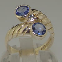 Britanci izrađeni 18k bijeli zlatni prirodni tanzanit ženski prsten - Veličine opcije - 8. - Opcije