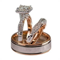 Postavljeni prsten za smeće Trodijelni prsten srebrni ružin zlato tri u jednom vjenčanom zaručniku Bridal