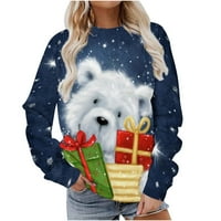 Ružni božićni džemper za žene smiješna slatka tiskana grafička masirka plus veličina pulover skromni