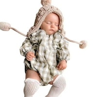 9 meseci bebe devojka odijela Girls dugih rukava ruffles Pleteni otisci Romper BodySuits Light BodiySuit