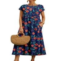 Nizieer žene Ljeto plaže sa rukom Crke Crta dugačka haljina cvjetni print maxi haljine labavi kratki