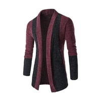 Hinvhai sezonski čišćenje Muški patchwork kardigan džemper s dugim rukavima Lapelslim gornji džemper