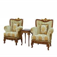 Luksuzni orah i zlatni drveni oblozi Fantasia Set stolice europski namještaj klasični