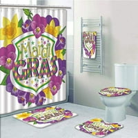 Mardi Gras Blazon sa cvjetajući šarenim cvijećem grb maskarki odmor za odmor kupaonica set tuš za kupanje