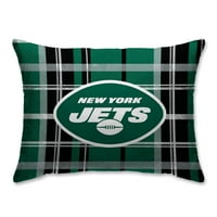 New York Jets Plaid Plind Sherpa jastuk za krevet - zelena