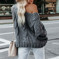 Patlollav ženski pulover s dugim rukavima, pleteni džemper