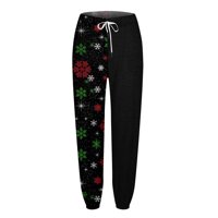 Corashan pantalone za žene, ženske božićne print casual pantalone nacrtavanje elastičnih struka vuče