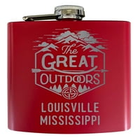 Louisville Mississippi Laser Graved Istražite otvoreni suvenir oz od nehrđajućeg čelika oz tla crvena
