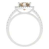 2. CT sjajan krug Clear Clear Simulirani dijamant 18k bijeli zlatni halo pasijans sa Accentima prsten sz 5.5