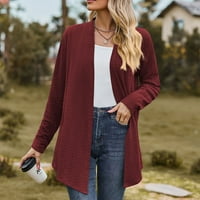 Žene otvoreni prednji kardigan džemper s dugim rukavima od labavog gornjeg jakne od solidne boje