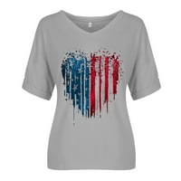 Žene američke majice zastava za čišćenje kratkih rukava Patriotske košulje Plus size rukav kraljevske