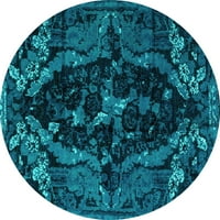 Ahgly Company Zatvorena okrugla Perzijska tirkizna plava boemska prostirke, 7 'Round