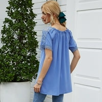 Lady Fashion Cracy Women Top Off Online Casual Majica Pure Color Bluze Blue XL