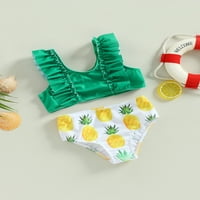 Coduop Kids Girls Ljetni kupaći kostimi Bikinis, crtani print Ruffledwlessweless With Wimmingwimwer