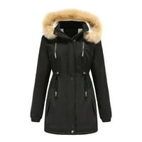 Jyeity ured odobrio je topli dugi kaput ogrlica s vilim zimske parkas obrasce dugih rukava za žene Blackize