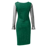 Gotyoo Fashion Haljine ženske seksi mrežice dugih rukava V-izrez Split midi party clubweard haljina zelena m