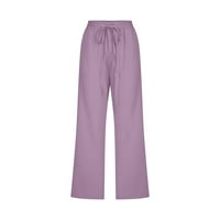 Ersazi široke pantalone za noge Žene Ženska modna marka pamučna posteljina ravna džepa Široka hlače