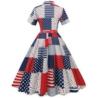 USMIXI ženski 4. jula haljine Vintage 1950-ih Pleted Swing Neovisnosti Dan linije Haljine Casual Star