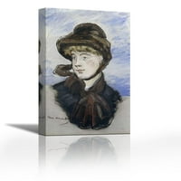Mlada djevojka u smeđoj šeširu - Savremena likovna umjetnost Giclee na platnu Galerija Wrap - zidni
