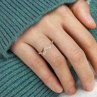 Mojoj kćeri prsten srebrni v oblik rinestone prsten podesiv srebrni v prsten minimalistički poklon zvona za nju