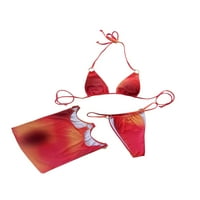 Ženski bikini setovi, halter za vezanje bez leđa plivaju grudnjak sa sarong suknjom kravata