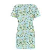 Ženska ležerna ljetna majica haljina kratkih rukava swing haljina mint zelena veličina xl