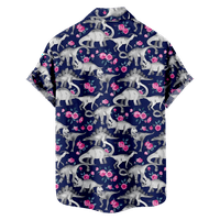 Muška majica s kratkim rukavima Dinosaur cvijeće tisak tropskog casual gumba dolje Aloha majica za dječake,