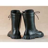 Ritualay Kids koljena High Boots Bot Boot platforma za čizme visoki čizme Neklizajuće retro zimske cipele Djevojke djevojke Lug Sole plijeni crni 13c
