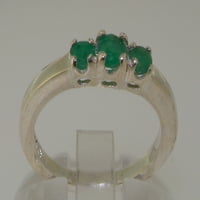 Britanci napravio 18k bijelo zlato Real Pravinski Emerald Womens Promise Ring - Opcije veličine - Veličina