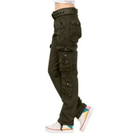 Ženske hlače s visokim strukom Hlače sa visokim strukom Y2K labave vrećice sa džepovima ravno nogu Čvrsti