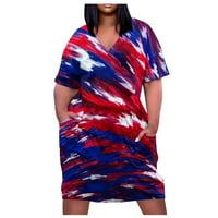 Yubatuo ženske haljine velike haljine Ženska ljetna haljina V-izrez V-izrez Dan neovisnosti Tisak Haljina