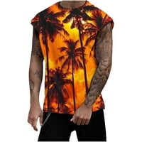 Muški praznični havajske majice bez rukava Funny Personalized Print Workout Cisterne za odmor Palm Tree