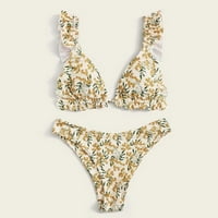 Ženski ljetni cvjetni print rub visoki rez bikini set dva kupaći kostim