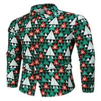 Glookwis MENS XMAS bluza sputa niz božićne majice s jednim grudima rever izrez Tunika majica dugih rukava