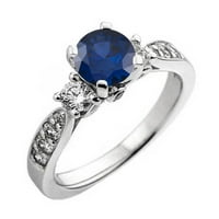 DazzlingRock kolekcija 10k Round Blue Sapphire & White Diamond Dame Stone zaručni prsten, bijelo zlato,