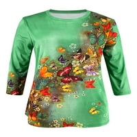 Cindysus Women TEE Crew Crt Tory Butterfly tiskana majica Radni tunik Bluza Okrugli ovratnici Style-d