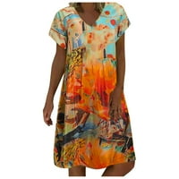Manxivoo haljina za plažu Žene Ležerne prilike VLUS Dress Veličina bez rukava Daily Print Maxi izrez